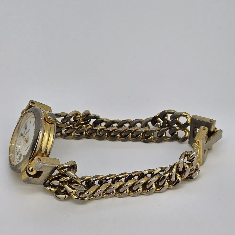 VTG Pierre Nicol Women‎ Watch 22MM Cream Dial Gold Chain Bands 6